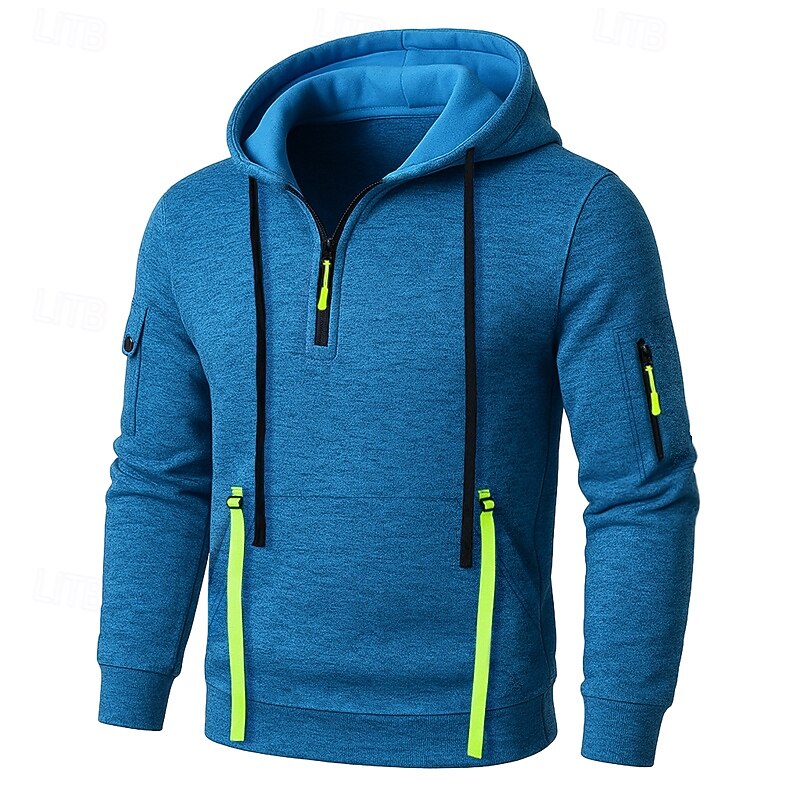 Men's Hoodie Quarter Zip Hoodie Fleece Hoodie Tactical Hoodie Black Burgundy Navy Blue Blue Gray Hooded Plain Zipper Sports & Outdoor Casual Daily Streetwear Cool Sportswear Spring &  Fall Clothing