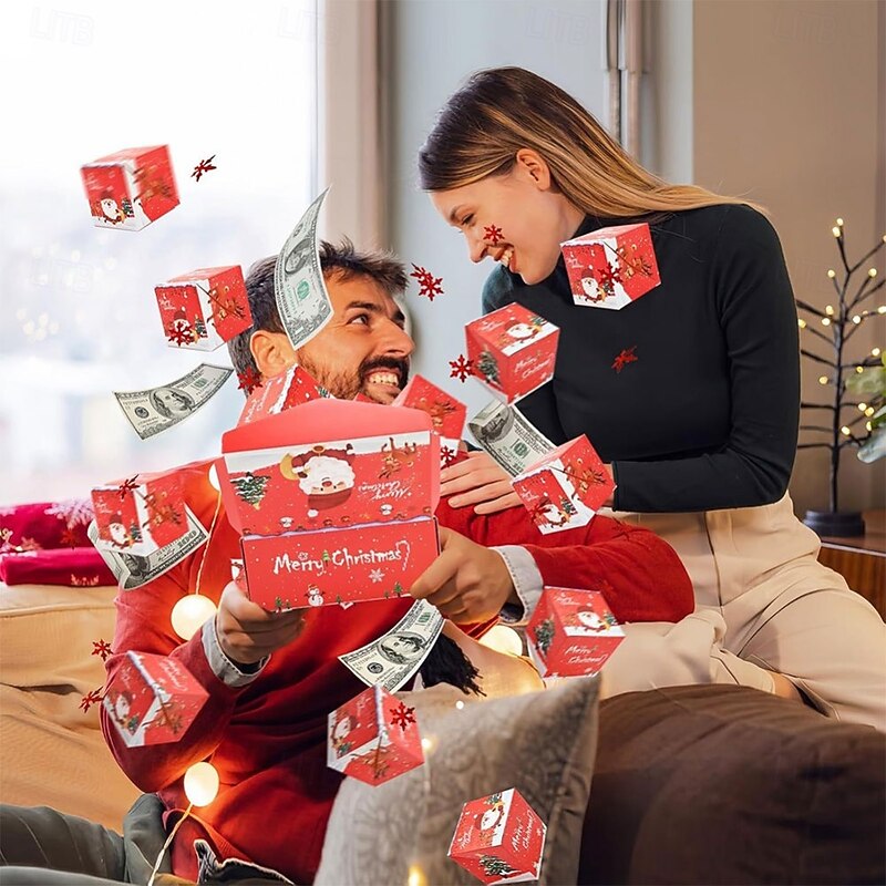 Christmas Explosion Gift Box Pop-Up Explosion Gift Box Surprise Jumping Box for Birthday Anniversary Valentine Proposal Diy Money Folding Envelope Surprise Holder Unique4