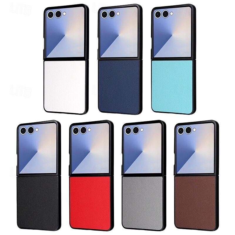 Phone Case For Samsung Galaxy Z Flip 7 Z Flip 7 FE Z Flip 6 Z Flip 5 Back Cover Shockproof Retro TPU PU Leather2