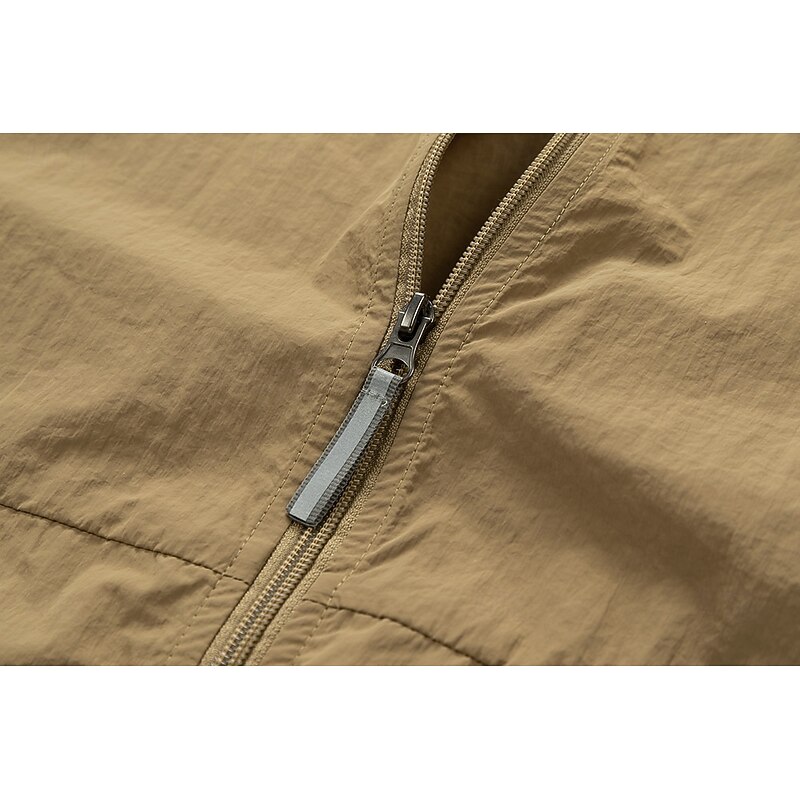 Men's Lightweight Jacket Outdoor Jacket Formal Outdoor UV Sun Protection UPF 100+ Pocket Hooded Summer Fall Solid Color Active Neutral Hooded Regular Black White Dark Green Khaki Light Grey Jacket2