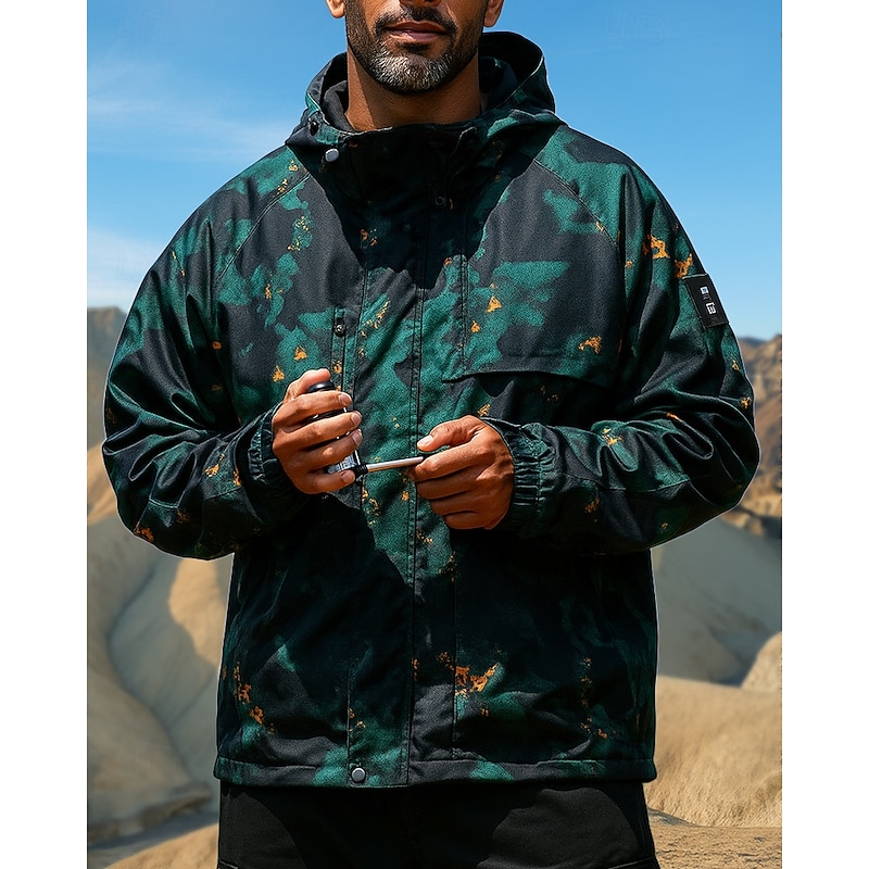 Men's Windbreaker Softshell Jacket Hiking Jacket Outdoor Waterproof Windproof Hiking Outfits Hiking Clothes Spring Autumn / Fall Top Camping / Hiking / Caving Running Camo Green3