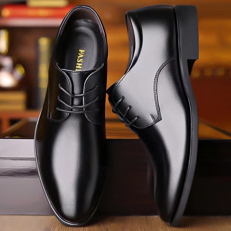 Men's Classic Black Derby Shoes – Glossy Formal Lace-Up Shoes for Business Meetings, Office Wear and Special Occasions2