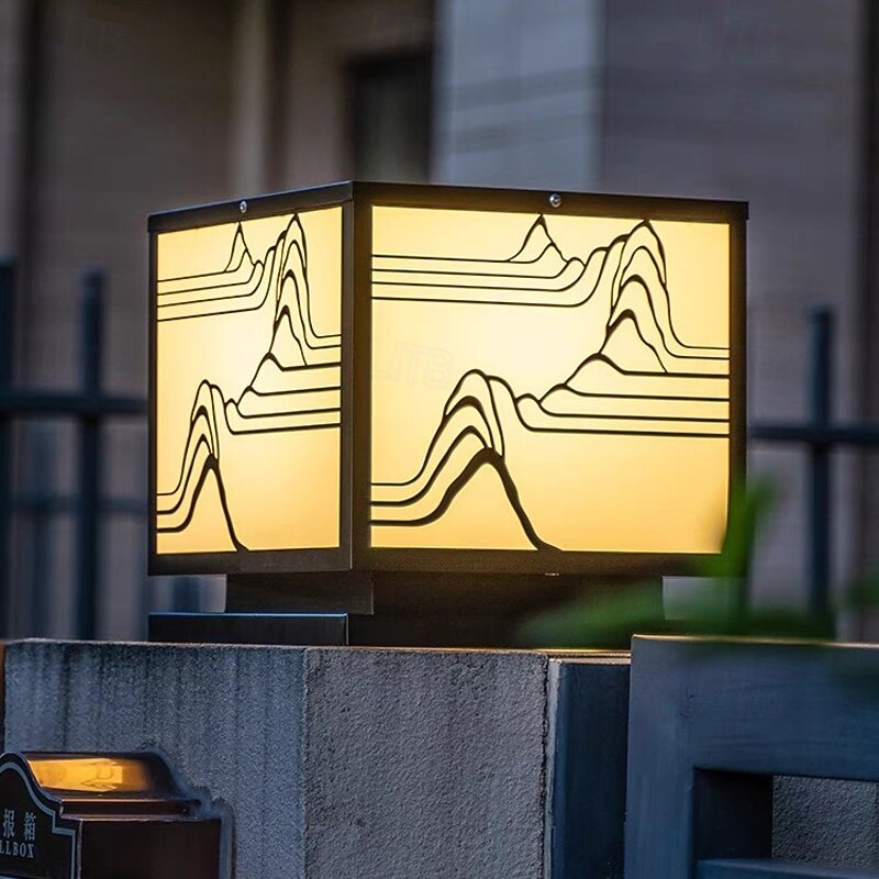 LED Outdoor Solor Post Lights 30cm Nordic Style Outdoor Column Lights Fence Post Cap Lights Waterproof IP54 for Deck Suitable for Door Stone Pillars Garden lamp Post