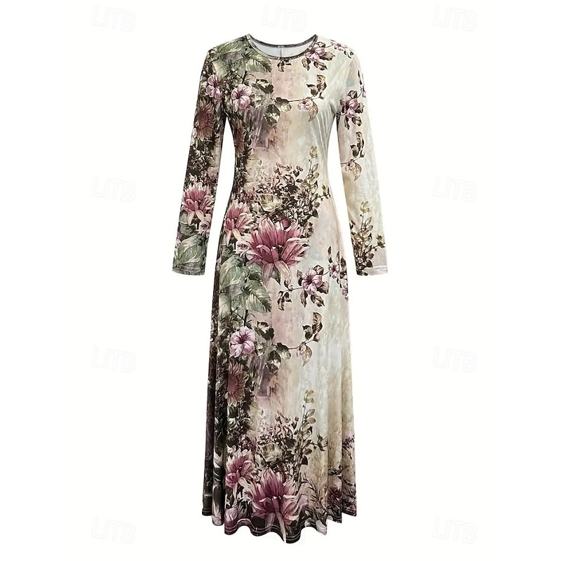 Easter Women's Maxi Dress A Line Dress Fit And Flare Dress Vacation Casual Boho Party Daily Going out Regular Fit Floral Graphic Polka Dot Sleeveless Crew Neck Beige Summer Spring Fall Winter2