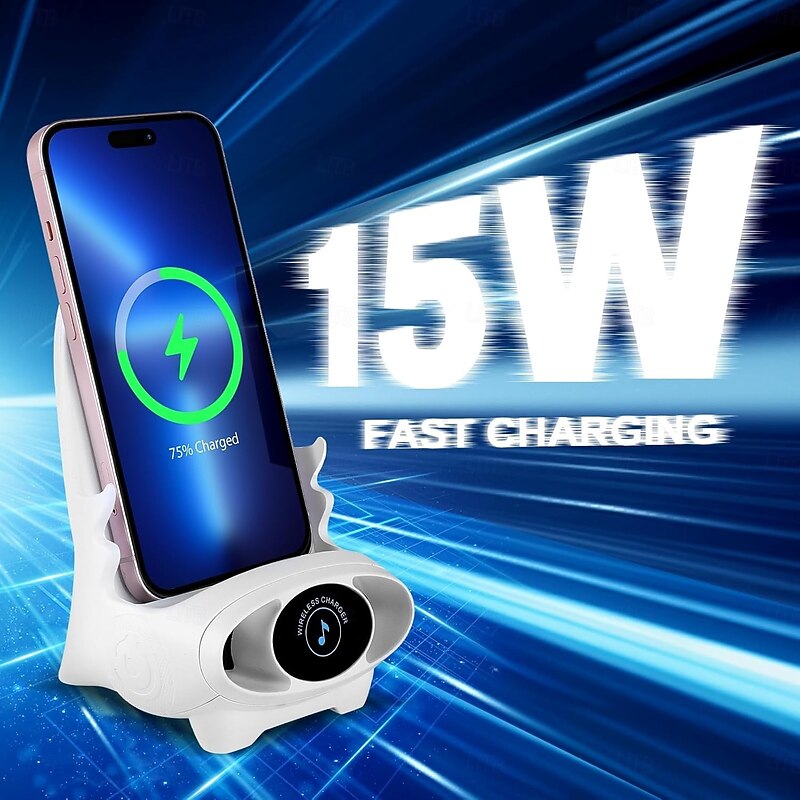 Portable Mini Chair Wireless Charger Phone Holder,Wireless Fast Charger Multifunctional Phone Holder, Multifunctional Wireless Fast Charging Station,3 in 1 Wireless Charger with Speaker Function4