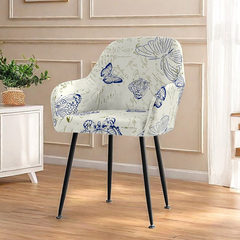 Office Chair Cover & Stool Cover - Geometric Print Polyester Slipcovers, Stretchable Seat Covers with Anti-Slip Bottom for Home/Office4
