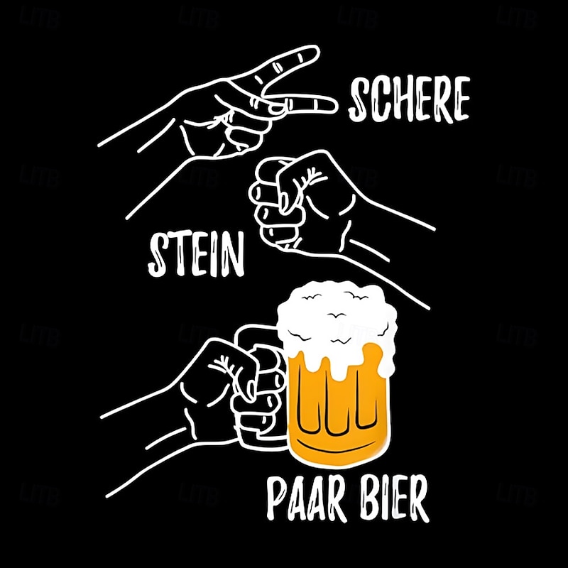 Men's Rock Scissors Beer Graphic T-Shirt, Funny Drinking Game Short Sleeve Tee2