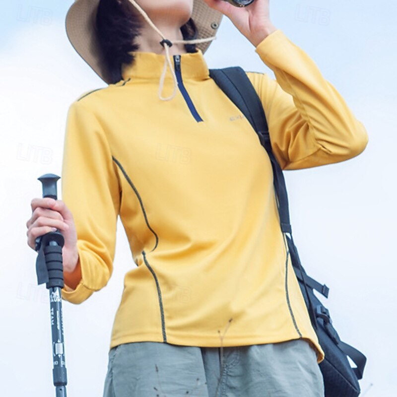 Women's Hiking Shirt Hiking top Quarter Zip Shirt Long Sleeve Stand Collar Top Outdoor UV Sun Protection Quick Dry Breathable Polyester Yellow Red Blue Tennis Golf Running3