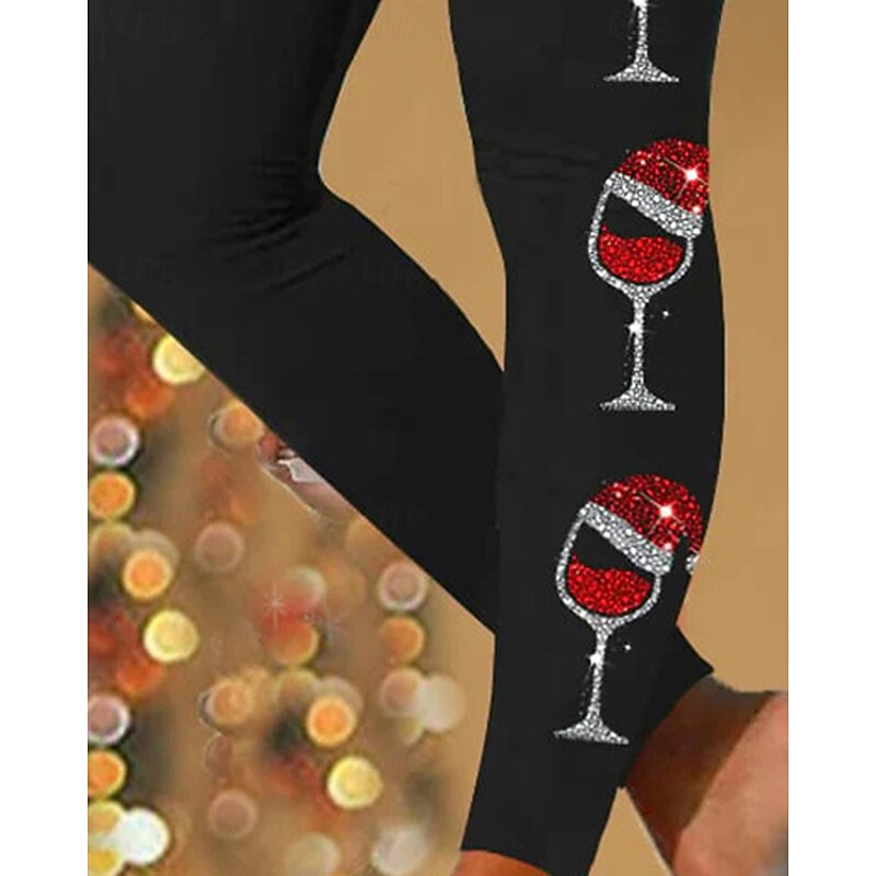 Women's Pants Trousers Leggings Cozy Leggings Streetwear Casual Full Length High WaistPantsChristmas Graphic Prints Elastic Waist Print Breathability Comfortable Stretchy Vacation Street Daily Wear3