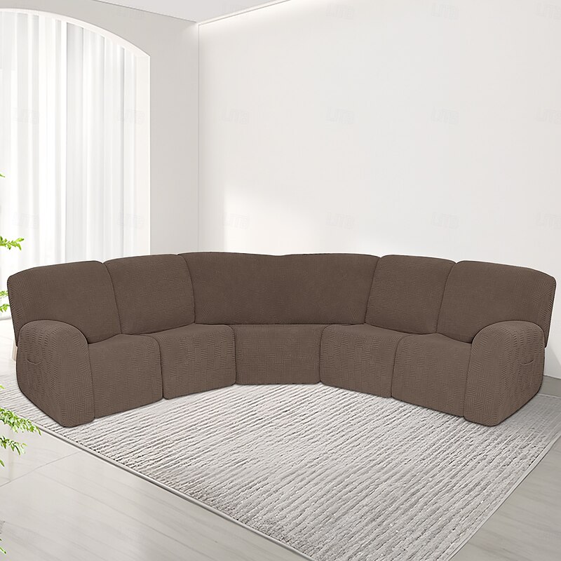 5-Seat Modular Reclining Sectional Sofa with 5x5 Grid Design - Corner Lounge Couch with Low Back and Modern Aesthetic4