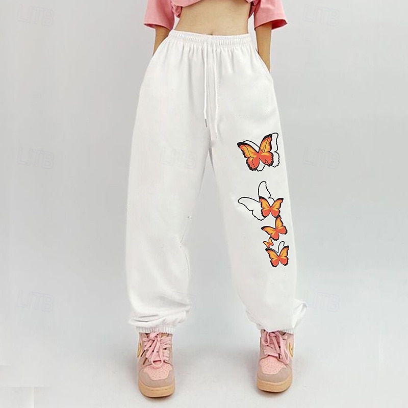 Women's Wide Leg Pants Sport  Sweatpants Sports Lounge Pants Pocket High Waist Bottoms Athleisure Gym Workout Fall Cotton Fashion Outdoor Sports Running Loose Fit Sportswear Activewear Butterfly4