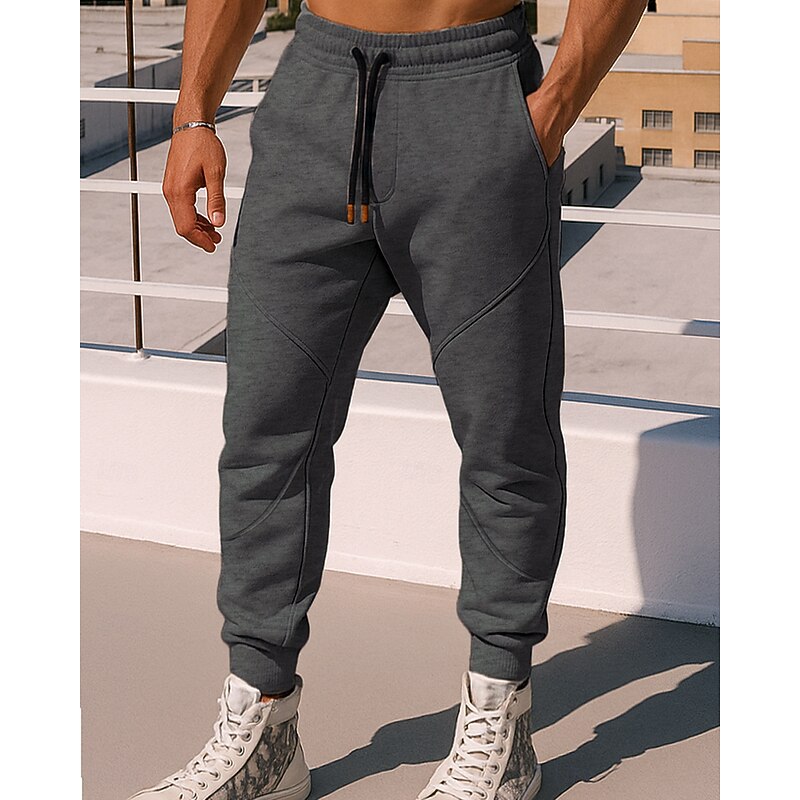 Men's Sport  Sweatpants Trackpants Drawstring High Waist Bottoms Athleisure Gym Workout Fall Breathable Workout Jogging Running Sportswear Activewear Solid Colored Dark Grey Black Light Grey4
