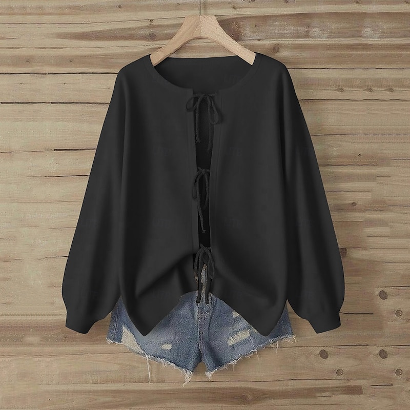 Women's Blouse Casual Black White Brown Green Apricot Spring Fall4