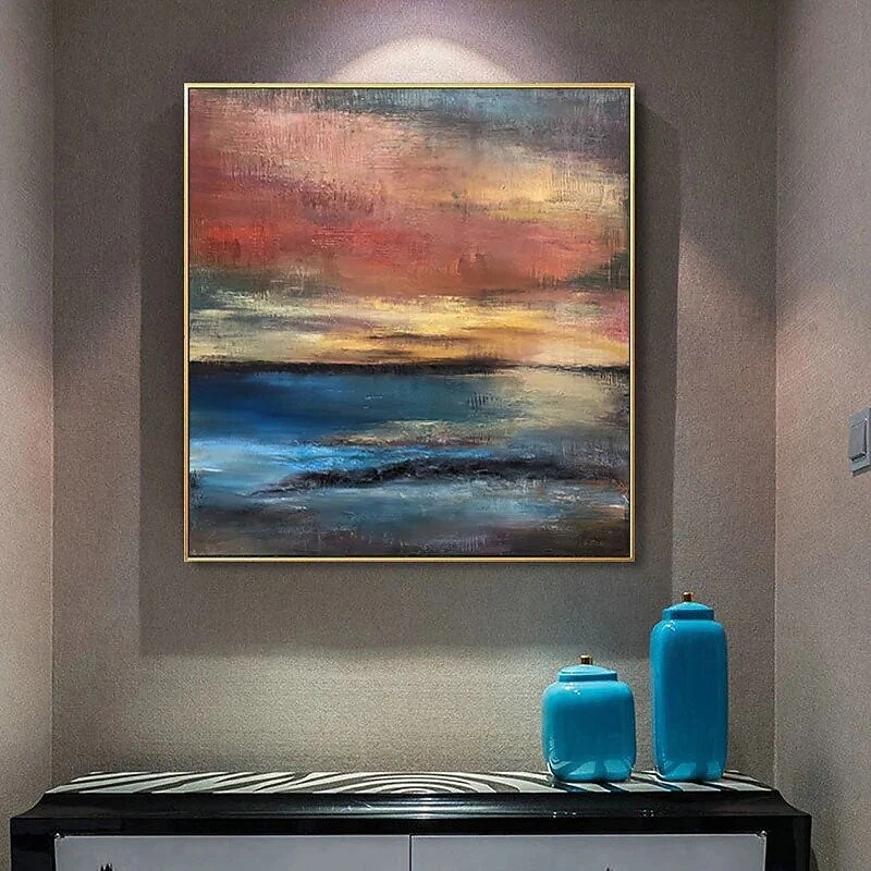 Hand Painted Oil Painting On Canvas, Wall Art On Canvas Contemporary Art Wall Paintings, Seascape Evening Sunset Frameless Handmade Painting Home Office Decorations Wall Art Painting3