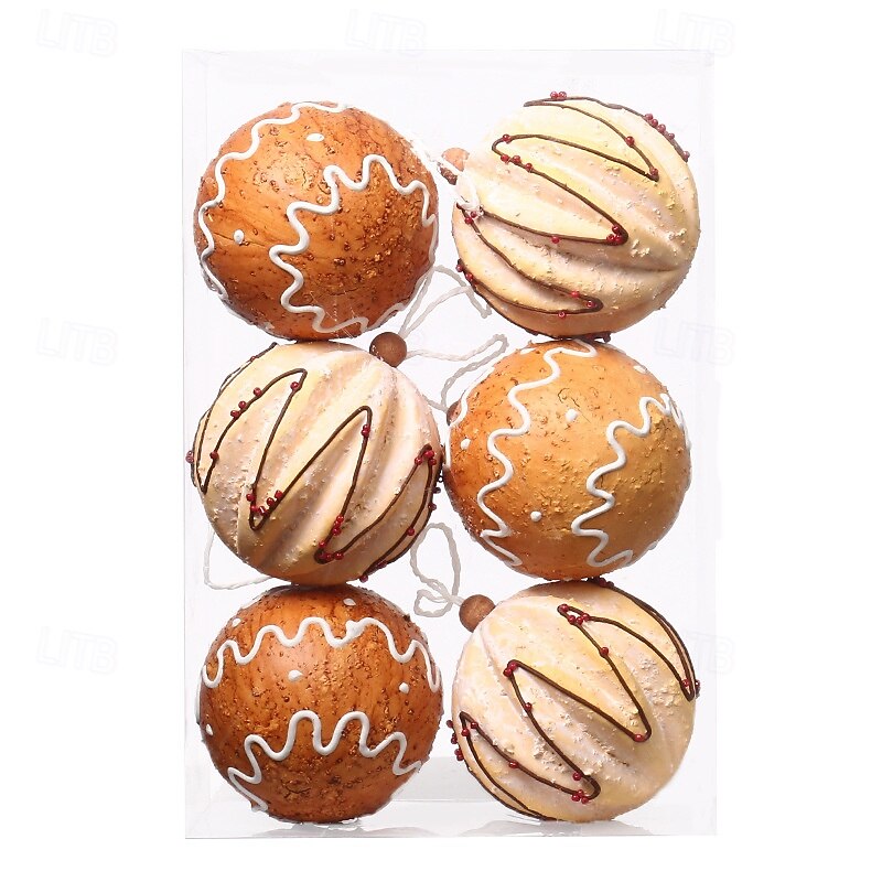 6 pcs Christmas Tree Balls Baubles Ornaments, 8 cm/3.15 inch Xmas Decoration, Painted Gingerbread Man Foam Hanging Set3