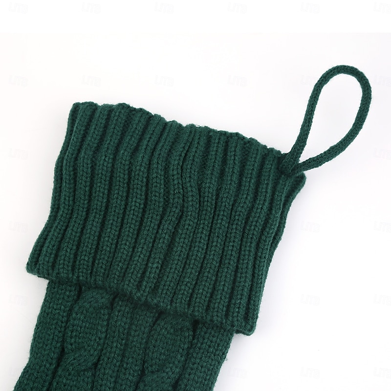 Knitted Christmas Stocking for Home Decor, Candy Bag Gift Socks with Diamond Pattern, Hanging Holiday Sock Ornament, Cozy Festive Gift Decoration3