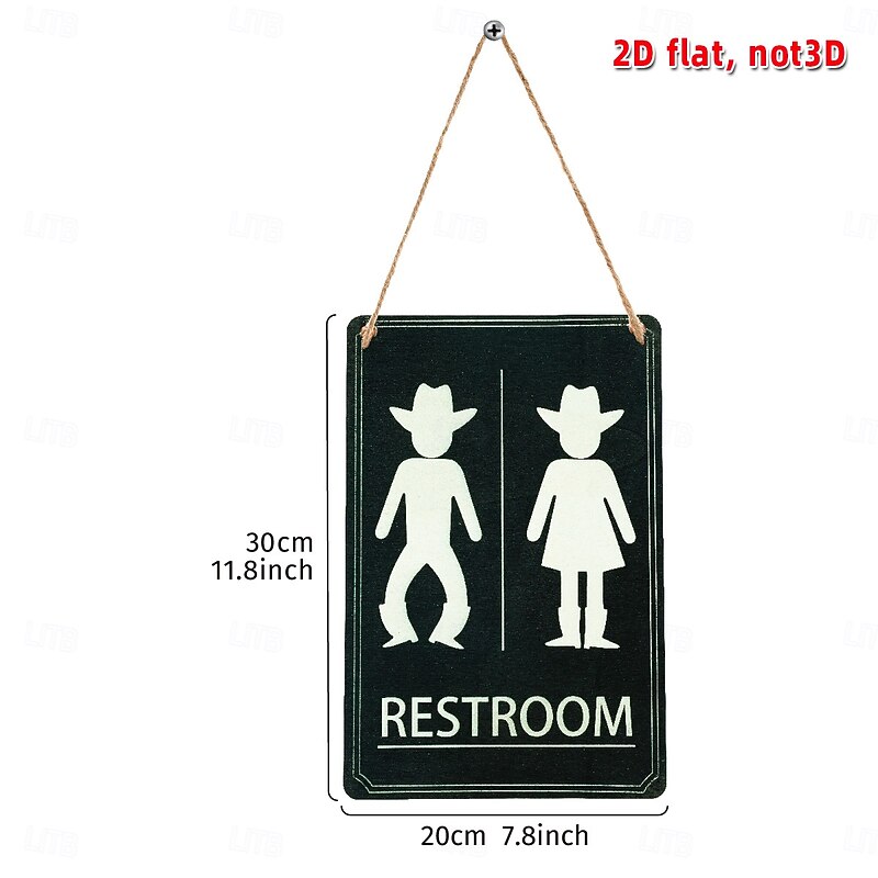 Bathroom Sign – Wooden Rectangular Hanging Wall Décor for Home, Hotel, and Mall Restrooms2