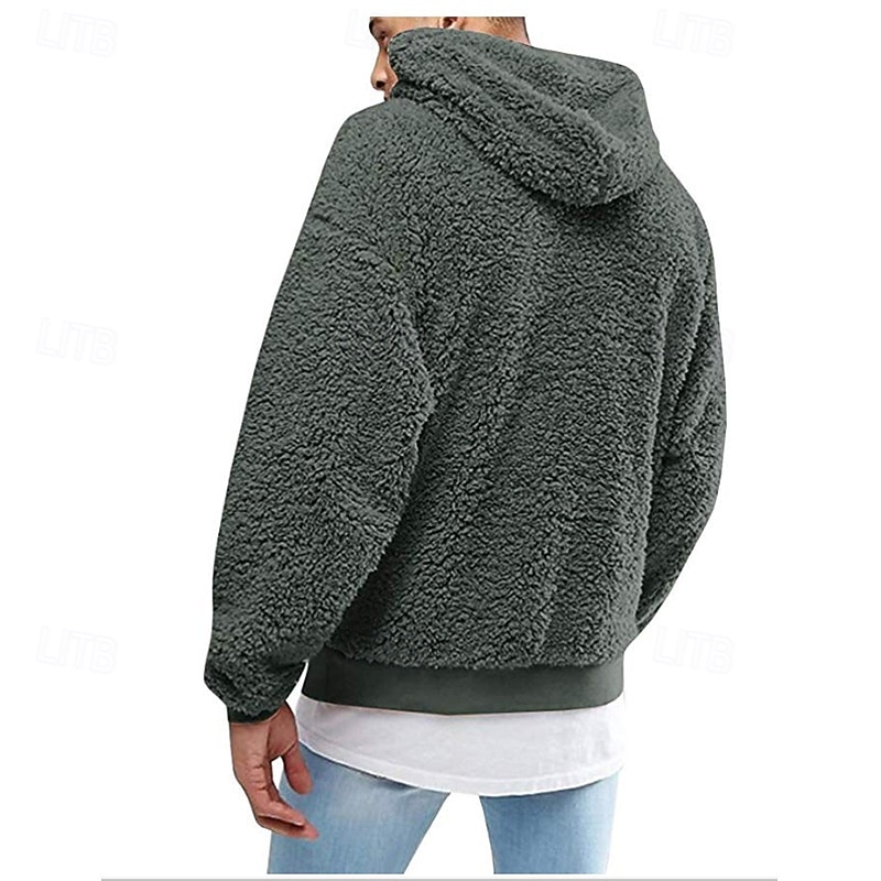 Men's Hoodie Fleece Hoodie Black Pink Green Coffee Gray Hooded Plain Drawstring Pocket Sports & Outdoor Daily Holiday Polyester Streetwear Basic Casual Fall Winter Clothing Apparel Hoodies4