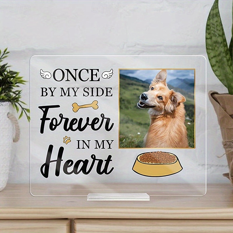 Personalized Photo Plaque with Base Custom Memorial Gift Frame for Dog, Acrylic Sympathy Picture Frame for Pet Loss, Remembrance Gift for Loss of Beloved Dog, 8x6 Inch (20×15cm)2