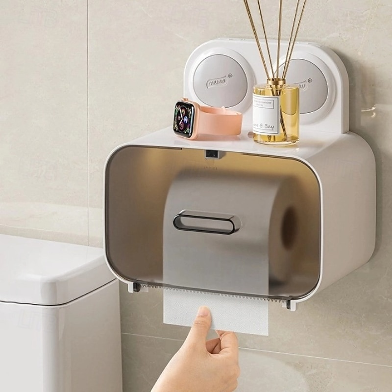 TAILI No Drilling Suction Toilet Paper Dispenser, Paper Towel Dispenser, Toilet Cover Cat Proof, for Bathroom Pantry and RV Kitchen - Main Image