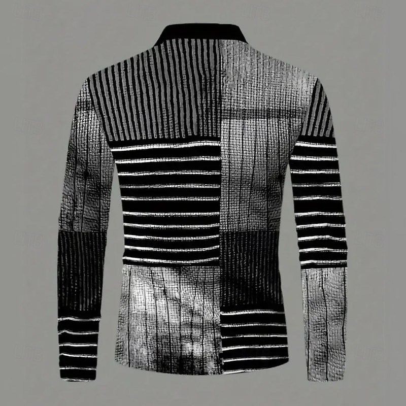 Men's Color Block Waffle Polo Shirts Long Sleeve Polo Shirts Collared Shirts Business Casual Business Wear to work Daily Wear Buttons Spring Fall Winter Black Yellow Red3