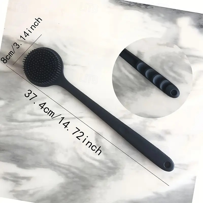 Long Handle Silicone Bath Brush – Soft Bristle Exfoliating Massage Back Scrubber for All Skin Types, Durable & Easy to Clean, Hygienic Home Shower Tool for SPA4