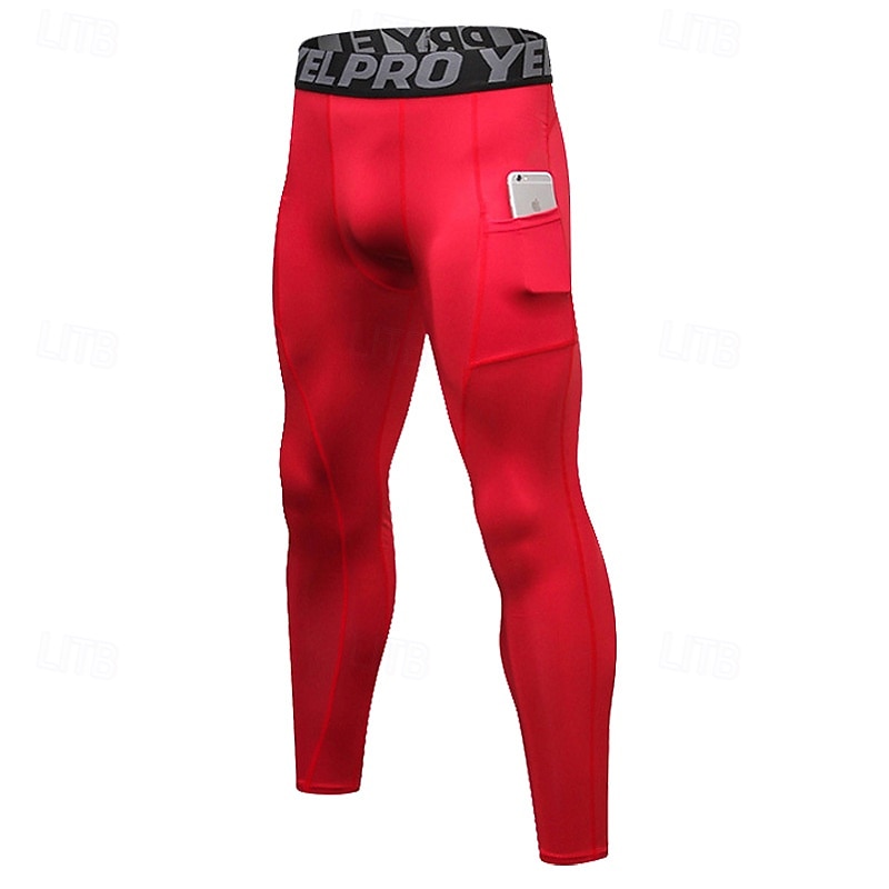 Men's Compression Pants Compression Tights Leggings Sports Baselayer with Pockets High Waist Bottoms Athleisure Gym Workout Fall Quick Dry Gym Basketball Athletic Regular Fit Sportswear Activewear4