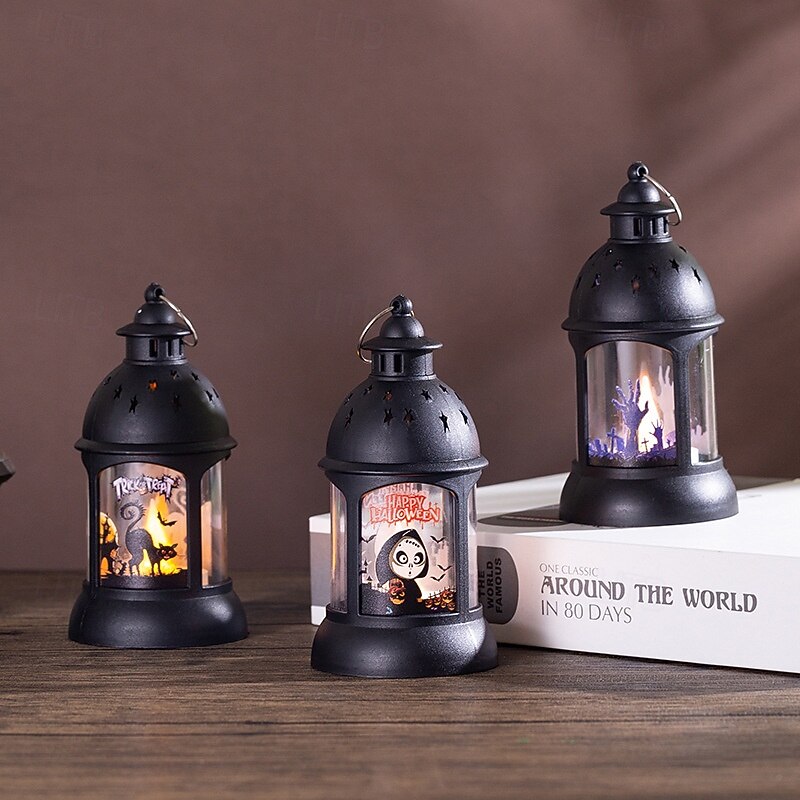 1 Pc 13.5CM Halloween handheld light, wind light, witch skeleton ghost hand LED electronic candle light, indoor and outdoor restaurant gathering Halloween festive atmosphere decoration light, AG13 * 34