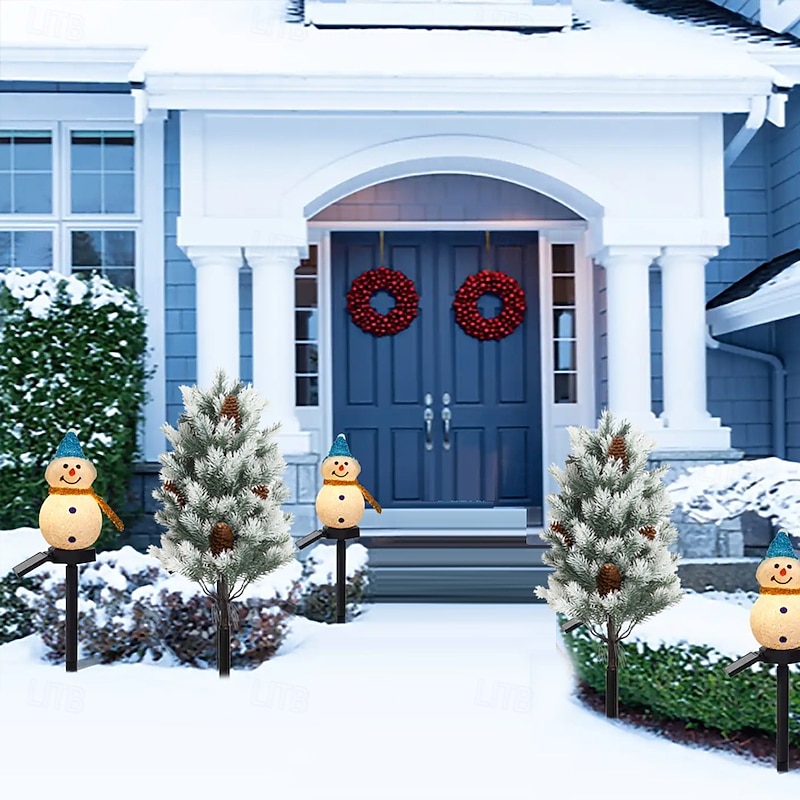 Artificial Christmas Tree Garden Stake 24 Inches Artificial Cedar Topiary Trees with Ground Spike Christmas Faux Outdoor Plants for Room Front Porch Garden Backyard Decor4