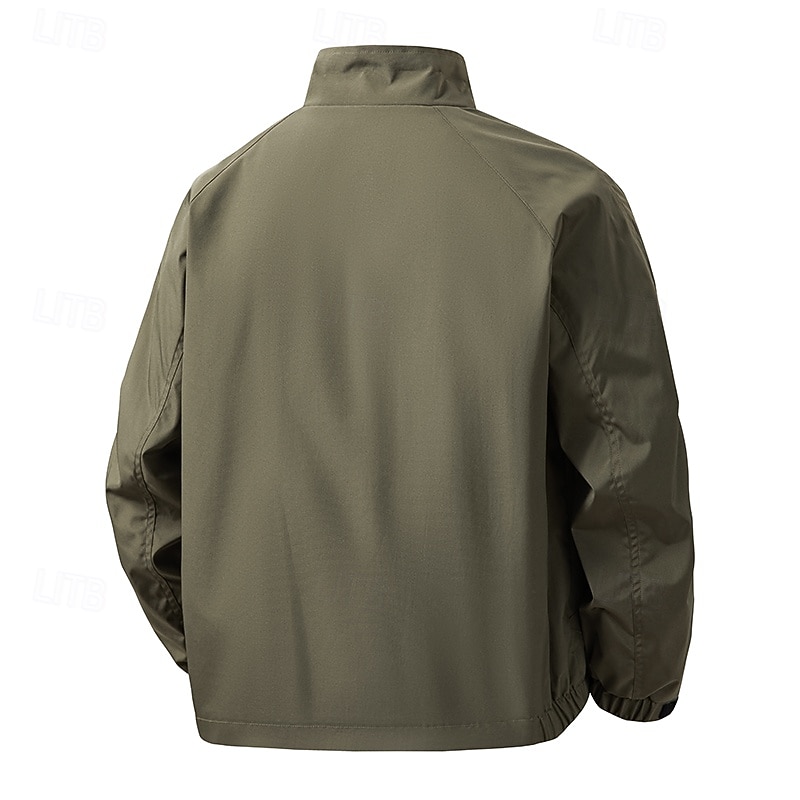 Men's Jacket Casual Jacket Outdoor Vacation Warm Zipper Pocket Fall Winter Plain Fashion Streetwear Standing Collar Regular Apricot Black Army Green Jacket4