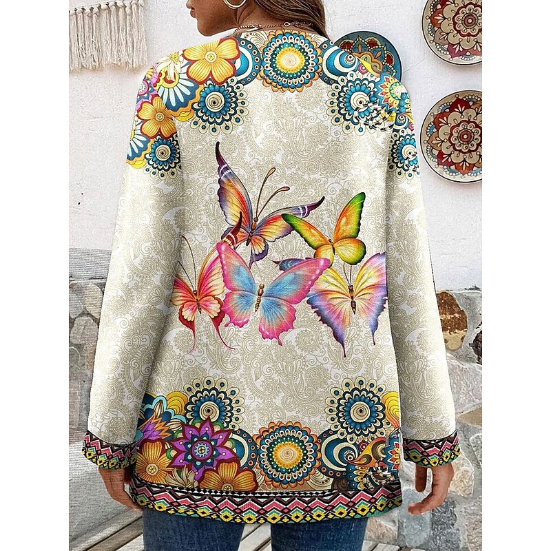 Women's Winter Coat Casual Jacket Warm Quick Dry Pocket Open Front Modern Geometric Casual Daily Casual Daily Short Crewneck Regular Fit Long Sleeve Outerwear Blue Purple Beige Spring Fall4