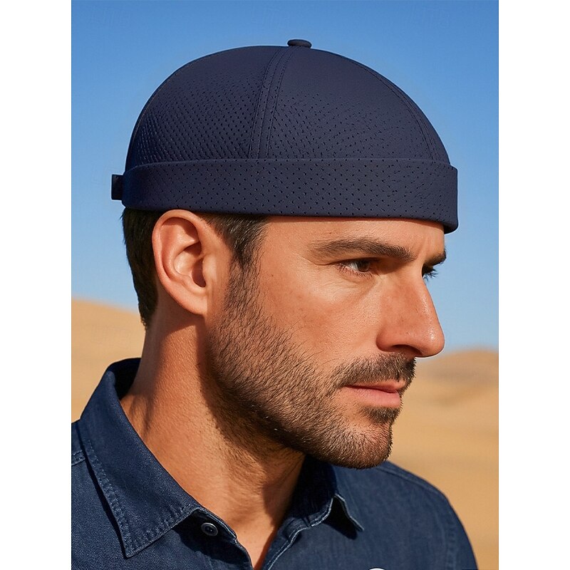 Men's Lightweight Quick-Dry Docker Cap – Breathable Folded Brim Beanie Hat for Summer Travel, Sports and Outdoor Casual Style4