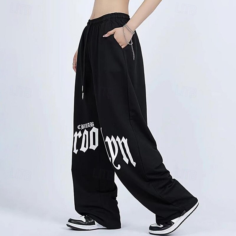 Women's Wide Leg Pants Sport  Sweatpants Sports Lounge Pants Pocket High Waist Bottoms Athleisure Gym Workout Fall Fashion Outdoor Sports Running Loose Fit Sportswear Activewear Black3