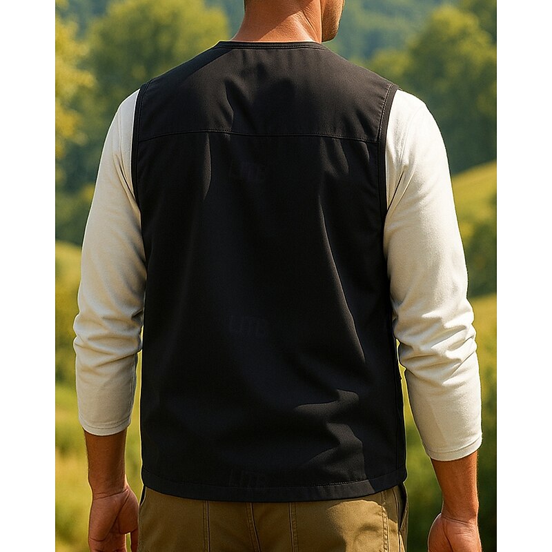 Men's Fishing Vest Cargo Vest Sleeveless Vest Outdoor Quick Dry Multiple Pockets Nylon Black White Army Green Hunting Fishing Climbing2