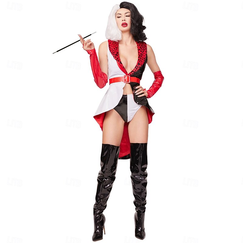 One Hundred and One Dalmatians Cruella De Vil Dress Masquerade Vacation Movie Cosplay for Women's Adults Halloween Masquerade Party Masquerade3