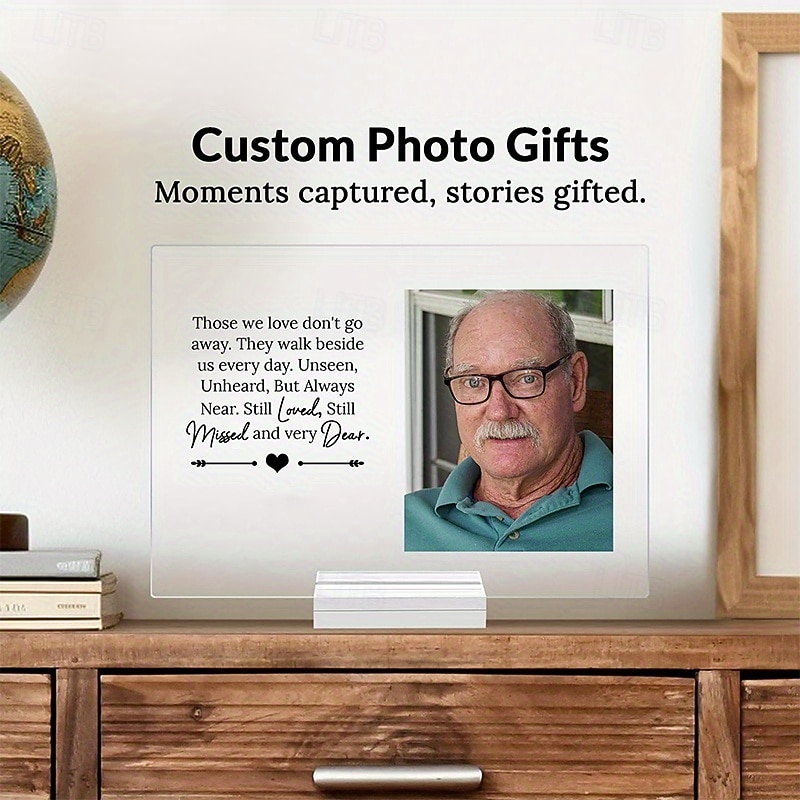 Personalized Photo Plaque with Base Custom Memorial Gift Frame, Acrylic Picture Frame Sympathy Gifts For Loss Of Loved Ones 20*15cm (8"*6")2