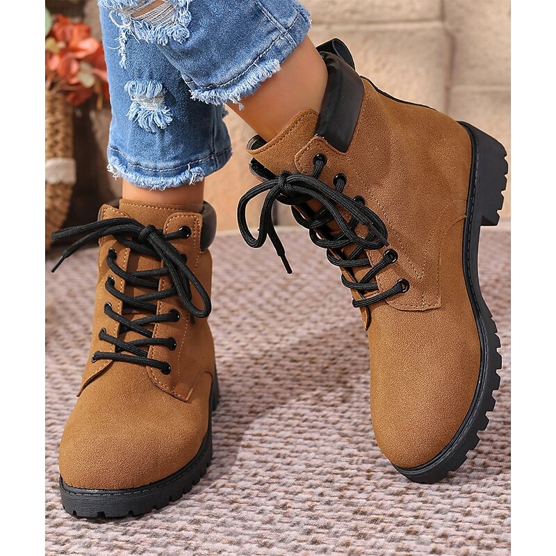 Women's Grey Lace - Up Martin Boots - Stylish & Comfortable Ankle Boots for Daily Wear