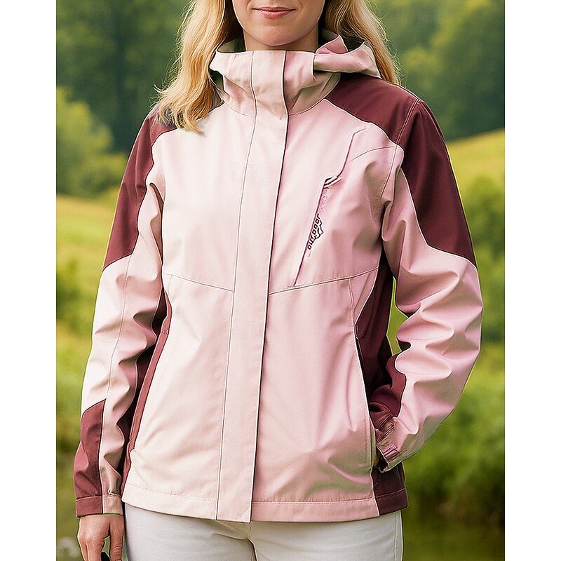 Women's Windbreaker Softshell Jacket Hiking Jacket Outdoor Waterproof Windproof Hiking Outfits Hiking Clothes Spring Autumn / Fall Top Camping / Hiking / Caving Running Patchwork Black Pink Purple4