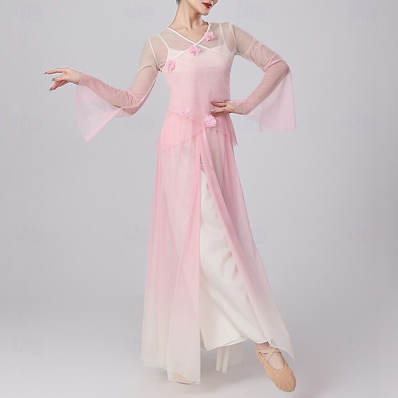 Activewear Skirts Splicing Tulle Women's Performance Training Long Sleeve High Polyester2