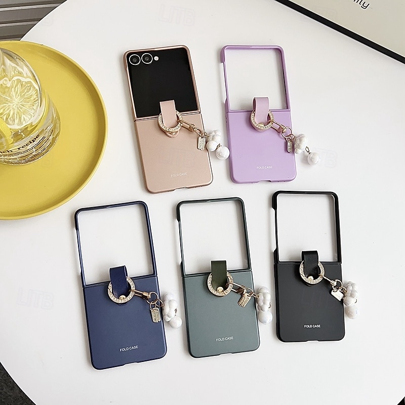 Phone Case For Samsung Galaxy Z Flip 7 FE Z Flip 6 Z Flip 5 Z Flip 4 Back Cover Ring Buckle Shockproof Retro PC