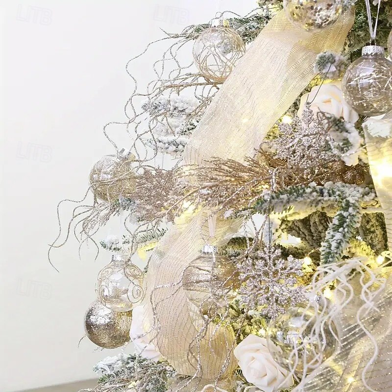 24pcs Artificial Christmas Tree Picks – Sparkling Pine Branch Decorations, Glittery Stems for Christmas Trees, Small Vase Floral Arrangements, Holiday, Wedding, and Party Decor – 14 Inches2