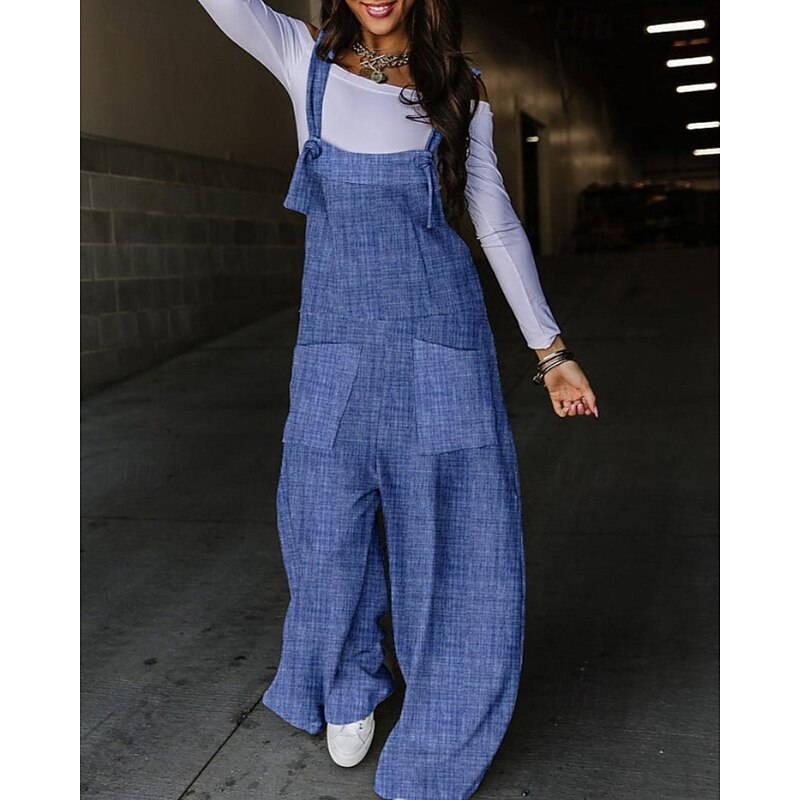 Women's Normal Overall Streetwear Leopard Sleeveless U Neck Pocket Print Street Going out Regular Fit White Pink Blue Fall