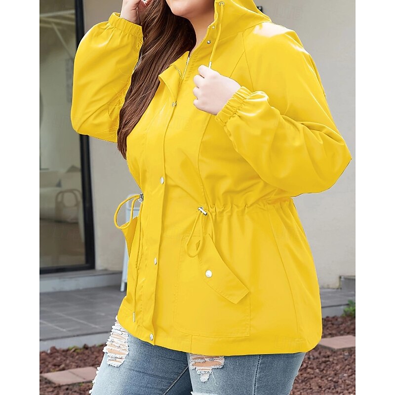 Women's Hoodie Jacket Warm Comfortable Zipper Pocket Outdoor Casual Plain Casual Daily Weekend Zipper Regular Hooded Regular Fit Long Sleeve Outerwear Navy Black Yellow Fall Winter4