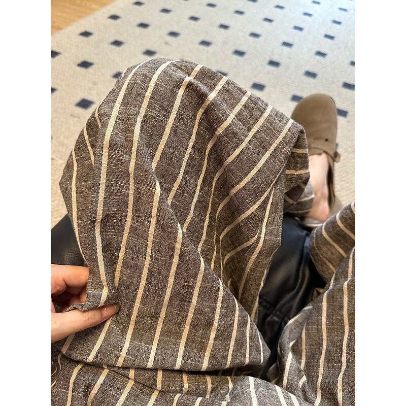 Women's Linen Blend Culottes Wide Leg Vacation Vintage Ethnic Style Full Length Mid Waist Striped Stripe Comfortable Breathable Inelastic Vacation Home Daily Beige Grey Summer Spring Fall Loose Fit2