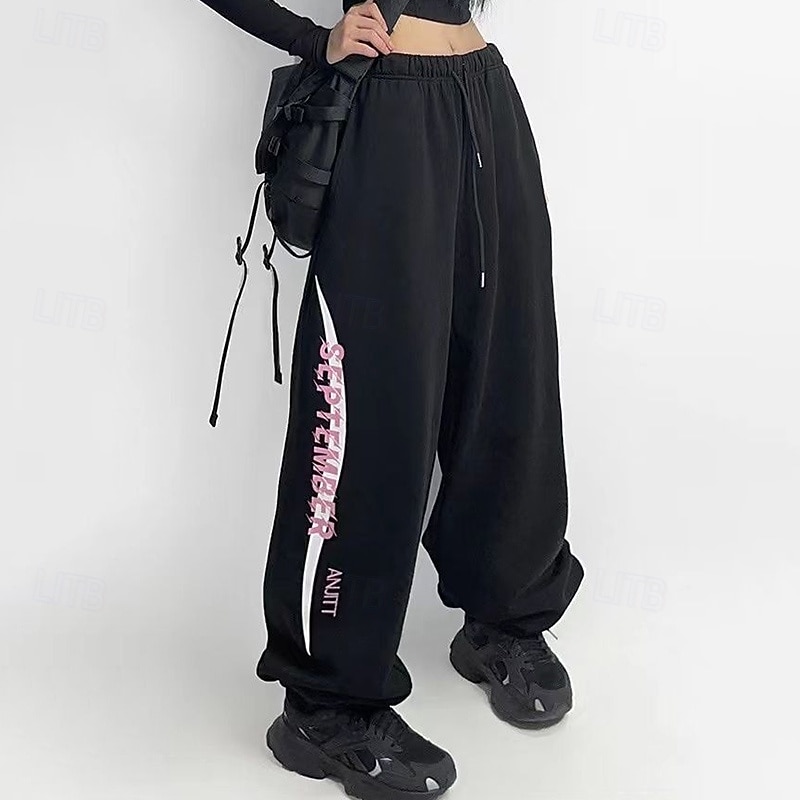 Women's Wide Leg Pants Sport  Sweatpants Sports Lounge Pants Pocket High Waist Bottoms Athleisure Gym Workout Fall Fashion Outdoor Sports Running Loose Fit Sportswear Activewear Black Grey4