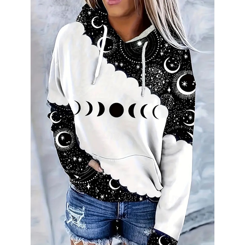 Women's Hoodies Floral Graphic Vintage Retro Casual Long Sleeve Hooded Regular Tops Street Casual Print White Fall Winter