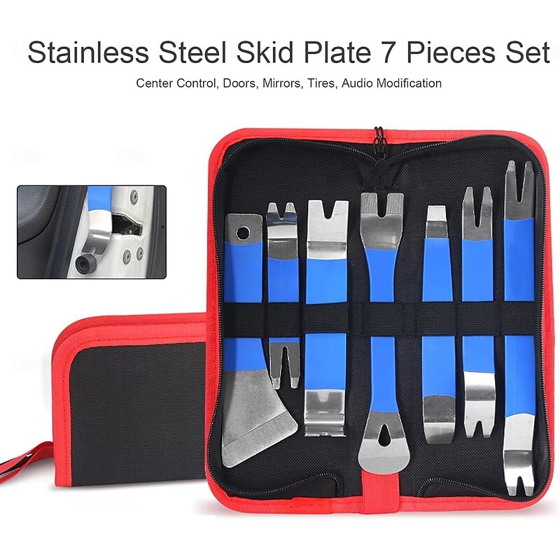 7pcs Car Repair Pry Plate Tools Auto Trim Removal Tool Kit Stainless Steel Fastener Removal for Car Door Clip Panel & Audio Dashboard Dismantle3