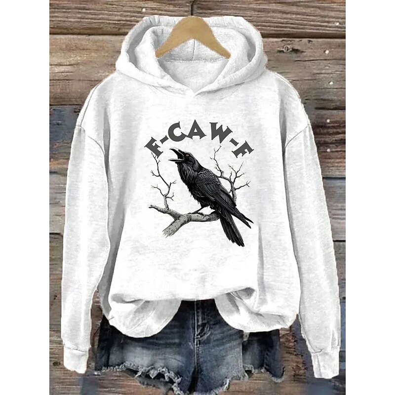 Halloween Women's Pullover Hoodie Sweatshirt Bat Graphic Letter Elegant Warm Active Long Sleeve Hooded Regular Tops Street Dailywear Casual Print Black White Blue Orange Green Spring Fall Winter