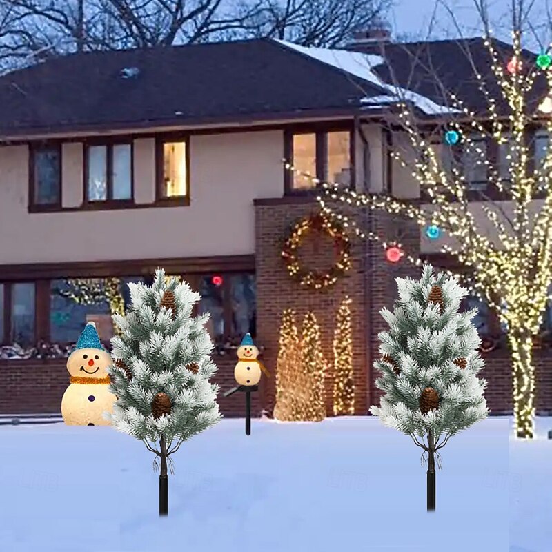 Artificial Christmas Tree Garden Stake 24 Inches Artificial Cedar Topiary Trees with Ground Spike Christmas Faux Outdoor Plants for Room Front Porch Garden Backyard Decor3