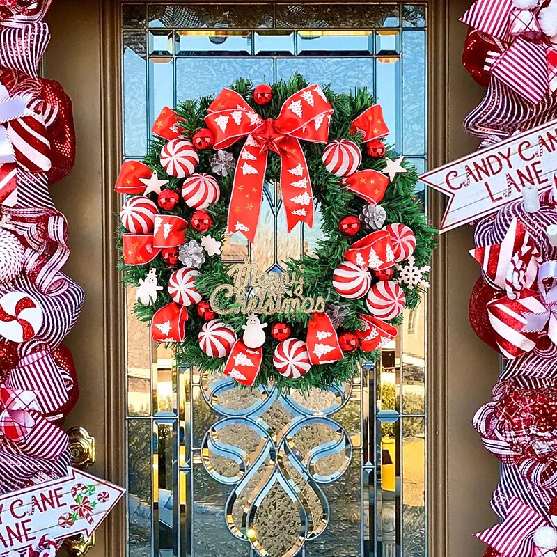 Christmas Wreath Door Hanging Decoration Festive Holiday Red Berries and Colorful Balls Wreath Perfect for Hotel Mall Window Display Seasonal Christmas Garland Ornament3